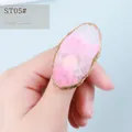 Anillo paleta ovalado de resina rosa con borde dorado para mezcla de uñas y maquillaje - Estilo Ovalado (ST05#)