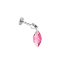 Zilveren piercing oorknopje met roze marquise geslepen zirkoon hanger - Rood (A556-3#) / 0.8*6mm Platte Staaf