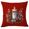 Christmas pillowcase in red with 3D diamond candle and holly berry print - Christmas Candle