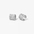 Manchette d'oreille multicouche argentée en acier inoxydable avec motif à vagues - Boucles d'oreilles clips / Argent (PG025)