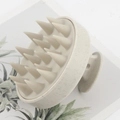Brosse de massage cuir chevelu en silicone beige avec 19 dents et manche ergonomique - Paille de Blé Beige (19 Dents)