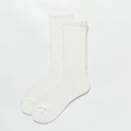 Classic white ribbed crew socks for women featuring a minimalist knitted cotton design - White