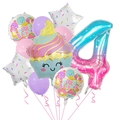 Detail of ice cream themed birthday balloon set with number 4 and colorful stars - Starry Sky Number Set 4
