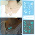 Luminous dandelion and butterfly tattoo sticker JSN-047 with blue glow effect - JSN-047 (Luminous Dandelion Butterfly)