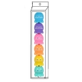 Set of 6 stacked colorful octopus highlighters in a transparent rectangular case - PVC Box / Solid Octopus