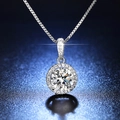 Classic 1-carat moissanite halo pendant necklace in S925 silver with starfire sparkle - Q020 Round Halo 2ct