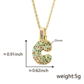 Colorful zircon-set letter C pendant necklace with dimensions and weight data - Letter C