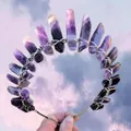 Handmade purple crystal headpiece with raw amethyst stones on silver headband - Amethyst