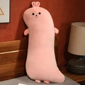 Pink rabbit plush body pillow with cute expression made of soft elastic velvet - Pink Rabbit