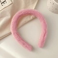 Plush sweet pink headband with soft fluffy texture for women's hair accessories - Purple Pink
