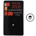 Silver 4mm star-shaped magnetic stud for nose and lips on a black display card - Plum Blossom