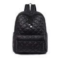 Zaino nero trapuntato da donna con design imbottito e grande capacità per uso casual - Nero