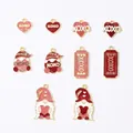 Size chart for Valentine enamel charms including heart and gnome pendants with XOXO details - Mixed Set of 10 (1 of Each)
