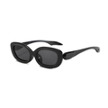 Occhiali da sole ovali retrò in nero lucido con lenti scure anti-UV - Montatura Nero Lucido Lenti Nere