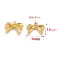Golden stainless steel bow pendant with 16mm width and 11mm height for DIY jewelry making - Gold-A (0.94g)
