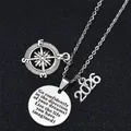 2026 Graduation keychain with compass and anchor charms made of stainless steel - 2026 Year Necklace / 25mm Diameter