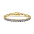 Close-up of golden tennis bracelet with round-cut moissanite stones and secure clasp - 14CM (4.2CT 3mm Moissanite) / Gold White