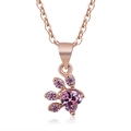 Collana in oro rosa con ciondolo a zampa di gatto in cristallo rosa a forma di cuore - Collana con Pendente Orma / Zircone Rosa Oro Rosa