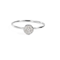 Minimalist silver stainless steel ring featuring a circular pavé-set diamond surface - US5 / April White - Silver