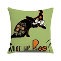 Halloween decorative square pillow cover with black cat and pumpkin design on green - Black Cat and Wizard Hat