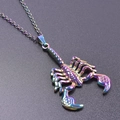 Macro detail of a rainbow 18K gold stainless steel scorpion pendant with metallic luster - Rainbow Color Pendant with Necklace