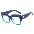 Occhiali cat-eye sfumati blu e verdi con accenti quadrati in metallo dorato - Montatura Blu Profondo
