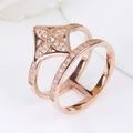 Elegant rose gold double band ring with a sparkling clover diamond cluster - US 6 / Rose Gold