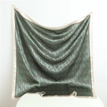 Elegant emerald green square silk scarf with champagne border and equestrian stirrup pattern - 70-220 Green