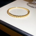 Detail shot of 18k gold plated heart-shaped link bracelet with sparkling zircon inlays - Heart Connected Full Zirconia (1#)
