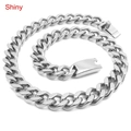 Polished 13mm silver Cuban link chain necklace with secure rectangular clasp - 18cm / 13mm Steel Color