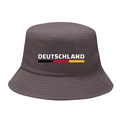 Casual dark gray bucket hat featuring Deutschland text and German flag stripe design - M / 6# Germany Stripes - Gray
