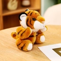 Süßer gelber Tiger-Plüschanhänger mit schwarzen Streifen und Haken für Taschen - 13cm / Braun