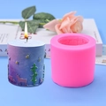 Weihnachts-Rentier Silikonform Zylinder für DIY Kerzen und Tortendekoration - Knallrosa