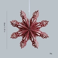 30cm dark red 3D paper snowflake hanging decoration with white floral patterns - 30cm Red 3D Snowflake