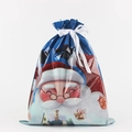 Blue Christmas gift bag with Santa Claus, snow scene, and white ribbon drawstring - Blue Santa / 39*51cm