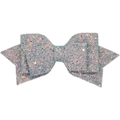 Sparkly blue and pink glitter double-layered bow hair clip on a clean white background - Gray
