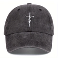 Berretto da baseball vintage grigio lavato con ricamo croce faith bianco sul fronte - Grigio Antracite