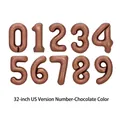 Detail view of 32 inch chocolate brown foil number balloons from 0 to 9 for birthday decor - 32 Inch Number 0 / Chocolate
