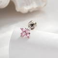 Silber-Ohrstecker mit Zirkonia-Kleeblatt-Design und runden rosa Edelsteinen - A641-2# Hellrosa (Einzelstück)