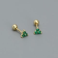 S925 Silber Kleeblatt Ohrstecker in Gold mit drei grünen Schmucksteinen - 925er Silber / Vergoldet - Grüner Zirkon