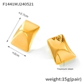 Detailed view of rectangular 18K gold plated titanium earrings measuring 2.7cm by 2cm - Gold