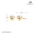 Detailed view of S925 sterling silver ball stud earrings with precise dimensions and hallmark - 4mm Silver Plated Gold