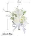 White handmade PU calla lily and rose boutonniere with ribbon for wedding attire - Calla Lily Boutonniere Style 6