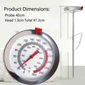 Digital food thermometer with 40cm long stainless steel probe and dual scale display - Stainless Steel / Stainless Steel Oil Thermometer 40cm