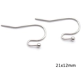 Silver stainless steel geometric French ear hooks 21x12mm for DIY jewelry making - 22*17mm / Steel