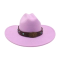 Purple western felt cowboy hat with turquoise accents and a bronze bull head buckle - One Size / Taro Purple