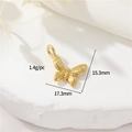 Ciondolo a farfalla in oro 14K con zircone, 17,3mm x 15,3mm, peso di circa 1,4g - 17.3mm*15.3mm / Oro 14K-h-12753