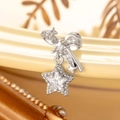Orecchini a perno a forma di fiocco e stella con pavé di zirconi luccicanti - Pezzo Singolo Lato Destro (A287)