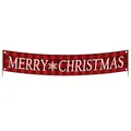 Christmas buffalo plaid banner with Merry Christmas text and metal grommets for party - 019 Classic Red Black Buffalo Plaid