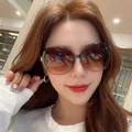 Polarized oversized butterfly sunglasses with brown gradient lenses and gold trim - Oversized Korean Style Tea